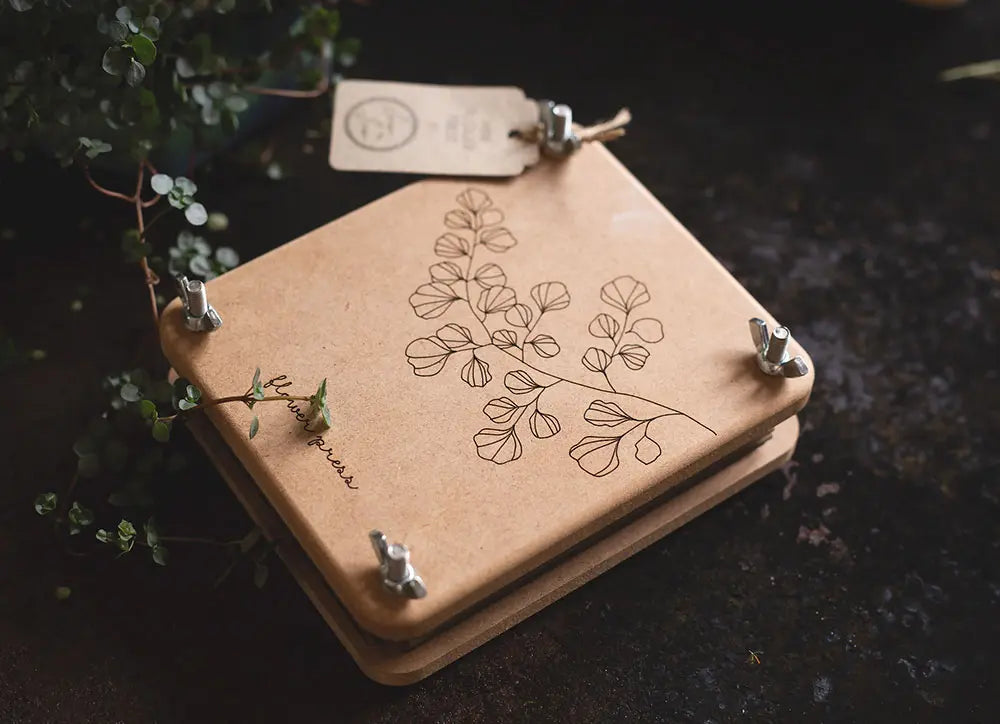 Mini 'Fern' Flower Press Introducing the ‘Fern’ Mini Flower Press design which depicts the leaves of a maidenhair fern.  Eternalise the beauty of your flowers and foliage with this hand crafted gift, made in Australia.