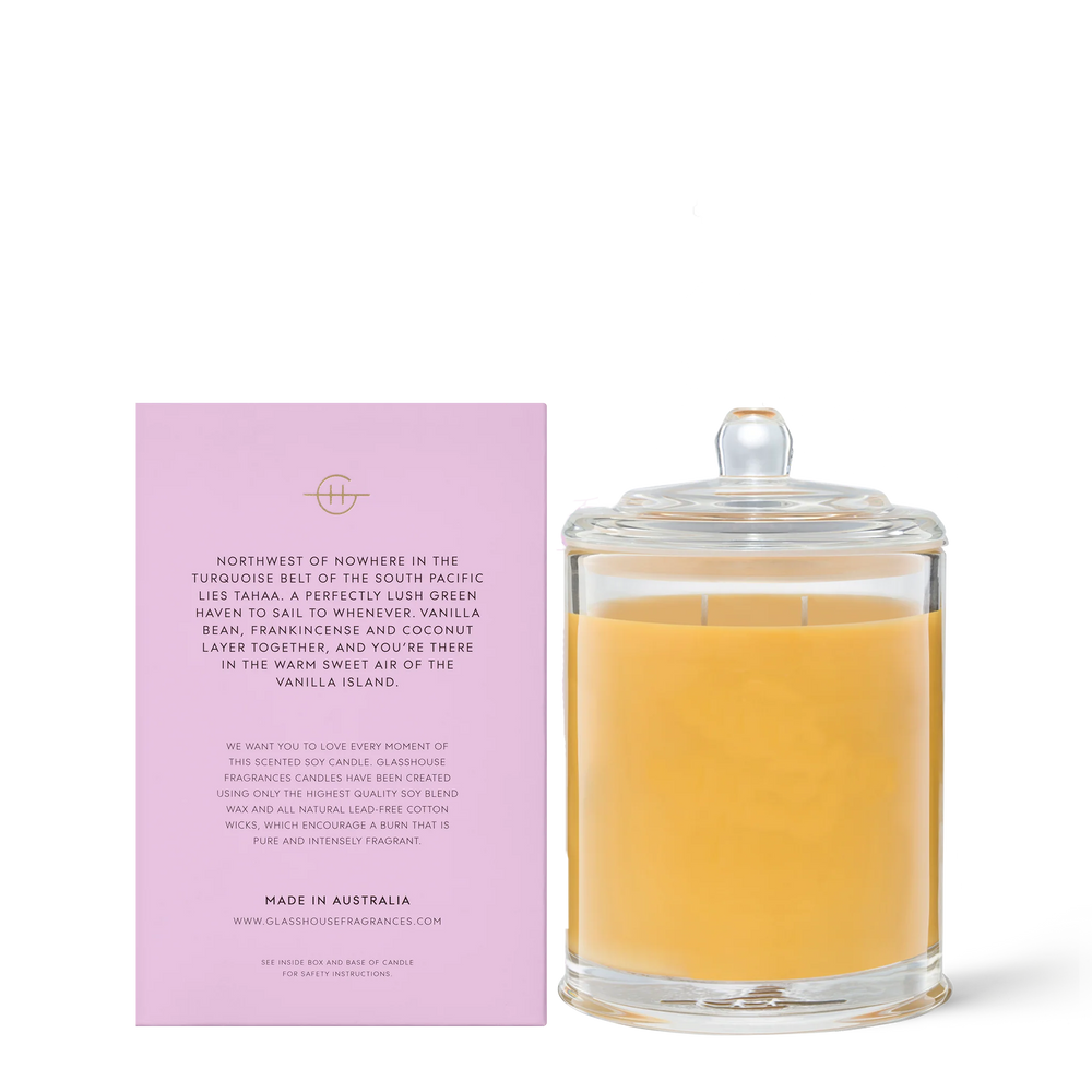 
                  
                    Glasshouse Fragrances A Tahaa Affair Vanilla Caramel 380g Triple Scented Soy Candle
                  
                