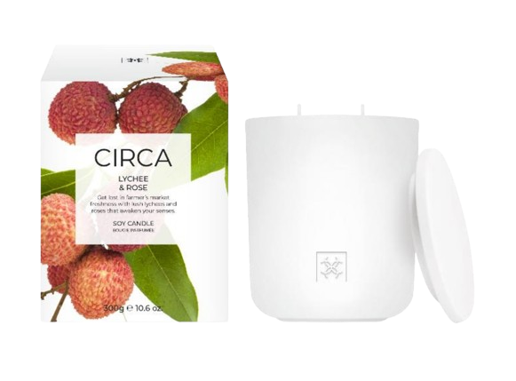 Lychee & Rose 300g Candle Get lost in farmer’s market freshness with lush lychees and roses that awaken your senses.