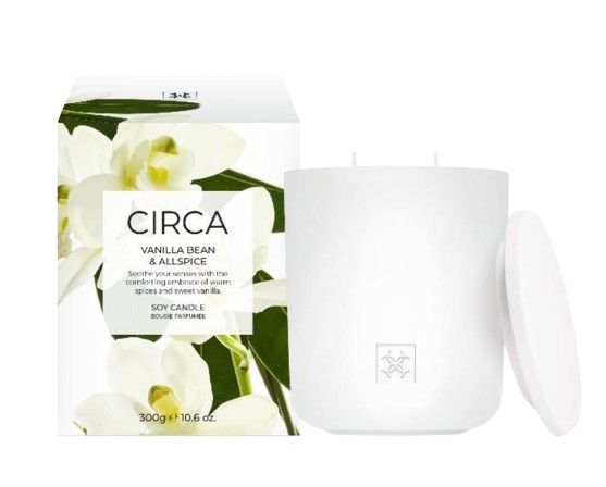 Vanilla Bean & Allspice 300g Candle Soothe your senses with the comforting embrace of warm spices and sweet vanilla.