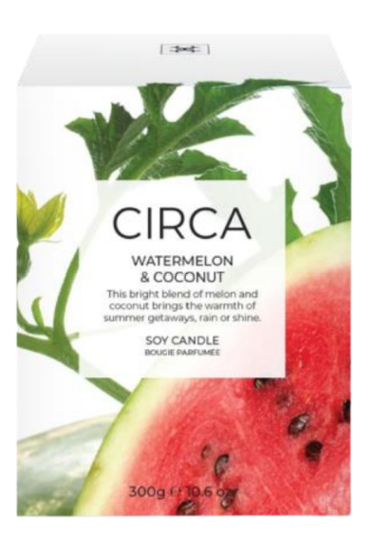 
                  
                    Watermelon & Coconut 300g Candle This bright blend of melon and coconut brings the warmth of summer getaways, rain or shine.
                  
                