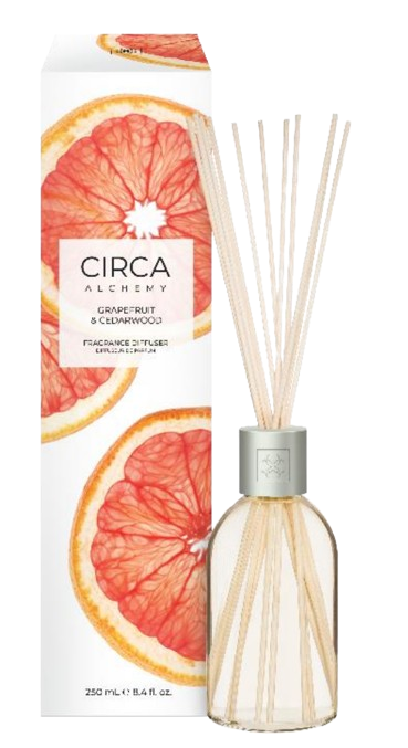 Grapefruit & Cedarwood 250mL Fragrance Diffuser Bring up the mood with a zesty blend of sweet orange, invigorating grapefruit and aromatic cedarwood.