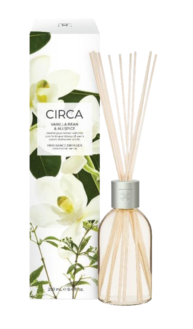 Vanilla Bean & Allspice 250mL Fragrance Diffuser Soothe your senses with the comforting embrace of warm spices and sweet vanilla