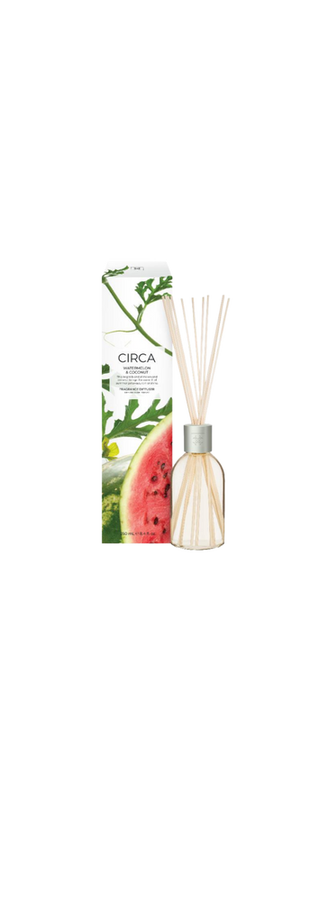 Watermelon & Coconut 250mL Fragrance Diffuser This bright blend of melon and coconut brings the warmth of summer getaways, rain or shine.