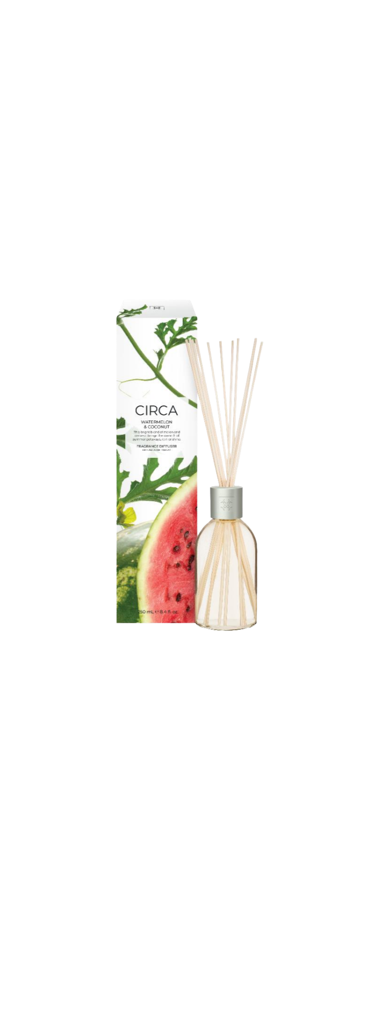 Watermelon & Coconut 250mL Fragrance Diffuser This bright blend of melon and coconut brings the warmth of summer getaways, rain or shine.