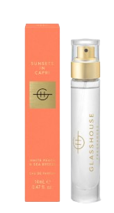 Sunsets In Capri EDP (14ml) Fine fragrance for on the go. Notes of Mandarin and White Peach ally with Jasmine and a fresh Marine Accord, to set the scene for the magical moment the sun kisses the sea.