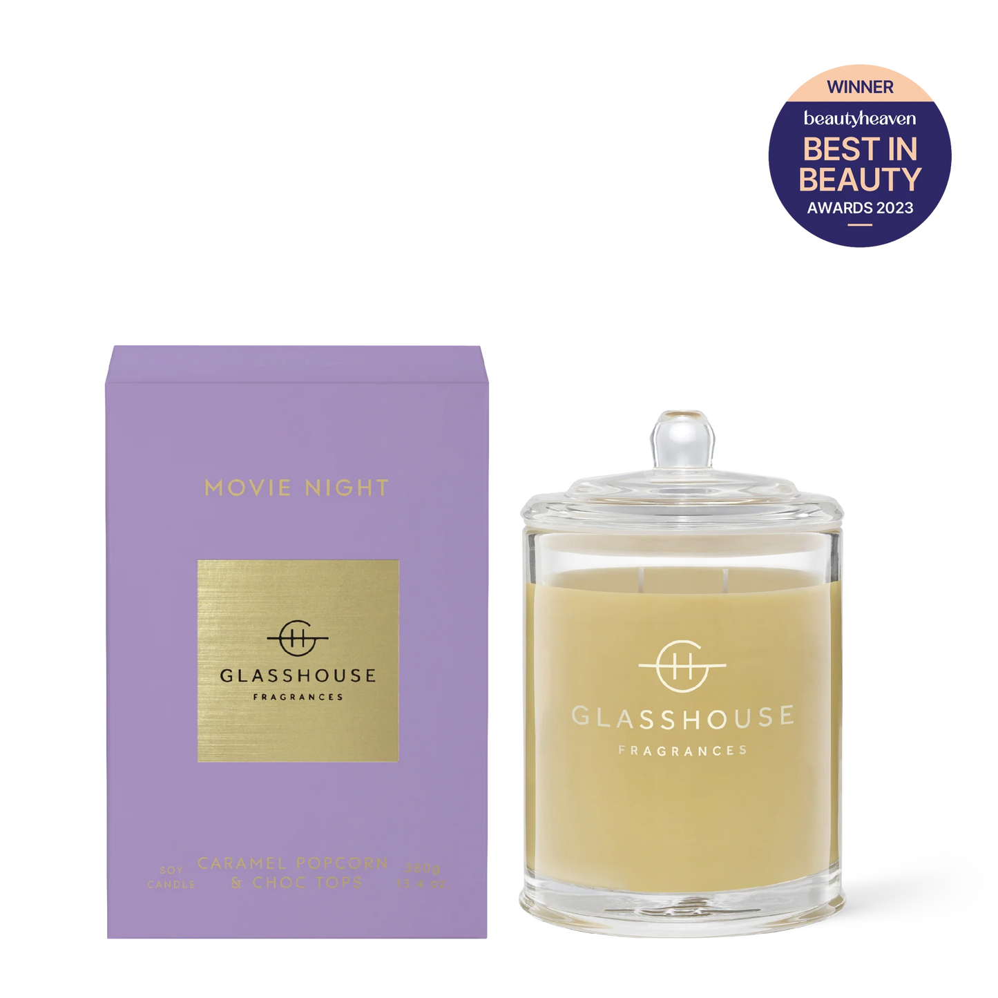 
                  
                    Glasshouse Fragrances Movie Night Caramel Popcorn & Choc Tops 380g Triple Scented Soy Candle
                  
                