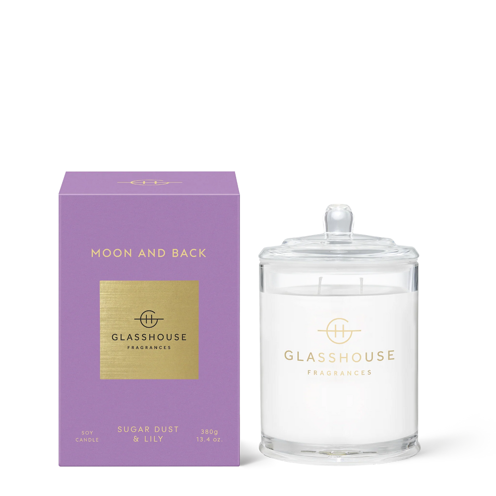 Glasshouse Fragrances To the Moon and Back Sugar Dust & Lily 380g Triple Scented Soy Candle