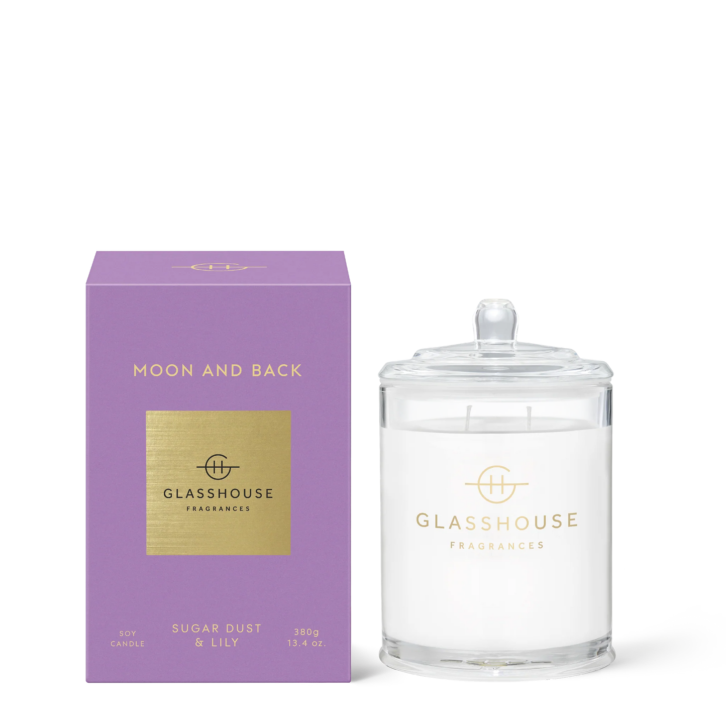 
                  
                    Glasshouse Fragrances To the Moon and Back Sugar Dust & Lily 380g Triple Scented Soy Candle
                  
                