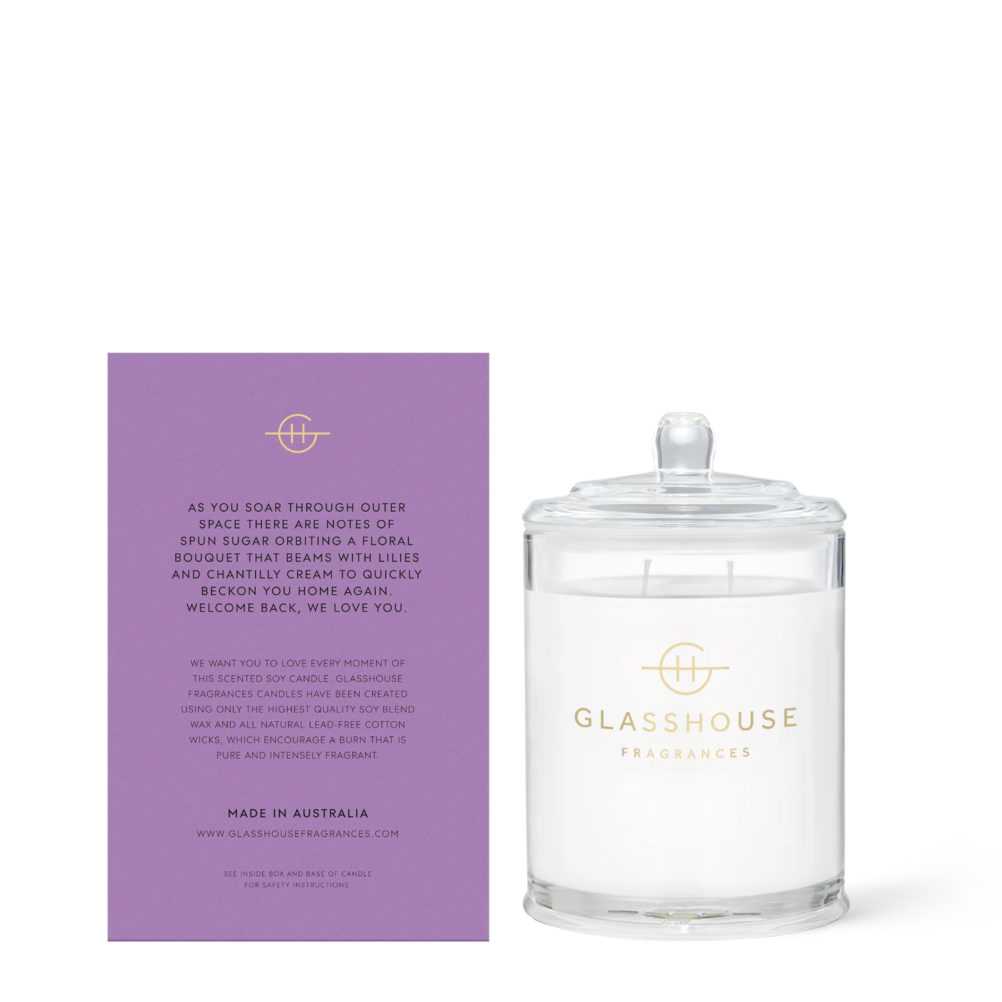 
                  
                    Glasshouse Fragrances To the Moon and Back Sugar Dust & Lily 380g Triple Scented Soy Candle
                  
                