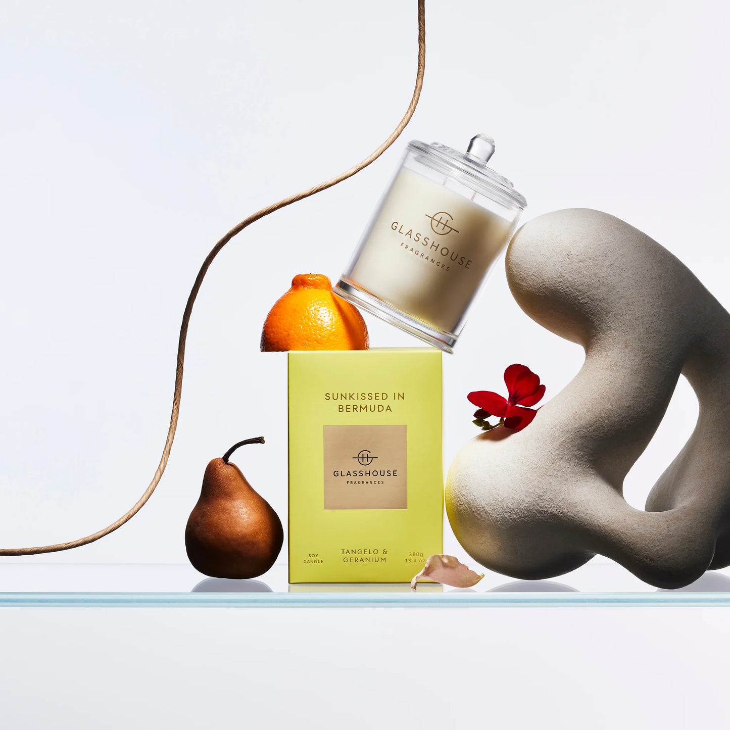 
                  
                    Glasshouse Fragrances Sunkissed In Bermuda Tangelo & Geranium 380g Triple Scented Soy Candle
                  
                