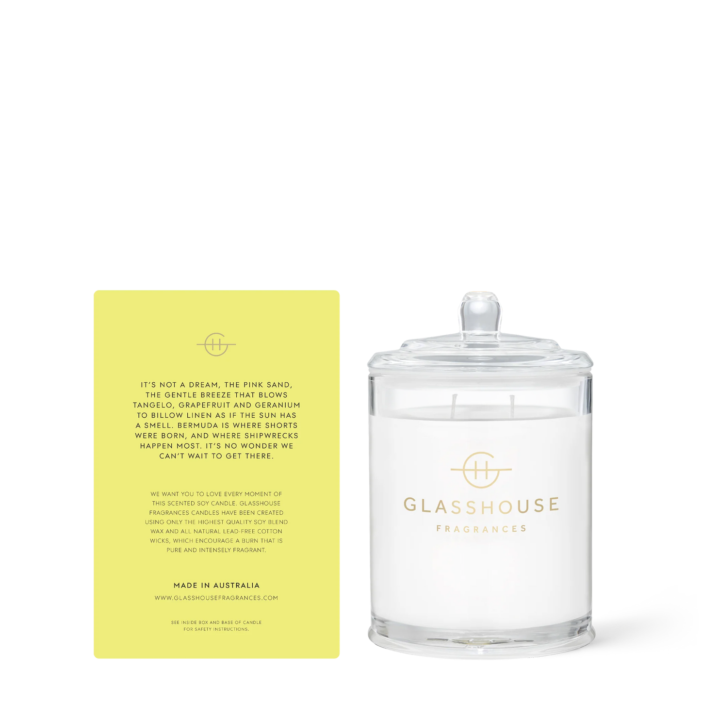 
                  
                    Glasshouse Fragrances Sunkissed In Bermuda Tangelo & Geranium 380g Triple Scented Soy Candle
                  
                