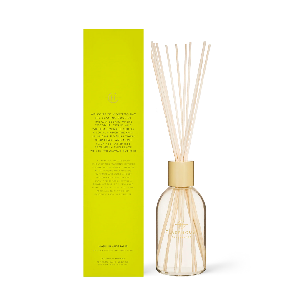 
                  
                    Glasshouse Fragrances Montego Bay Rhythm Coconut Lime 250mL Fragrance Diffuser
                  
                