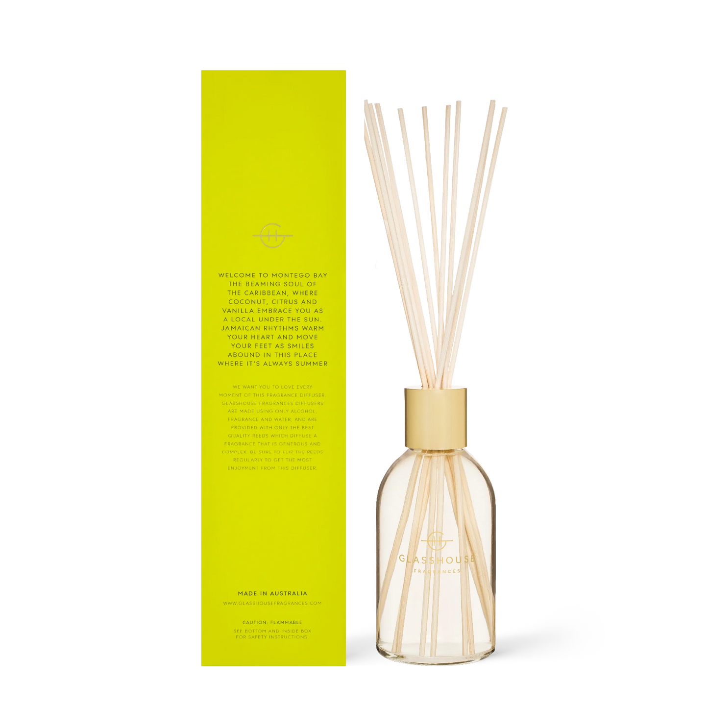 
                  
                    Glasshouse Fragrances Montego Bay Rhythm Coconut Lime 250mL Fragrance Diffuser
                  
                