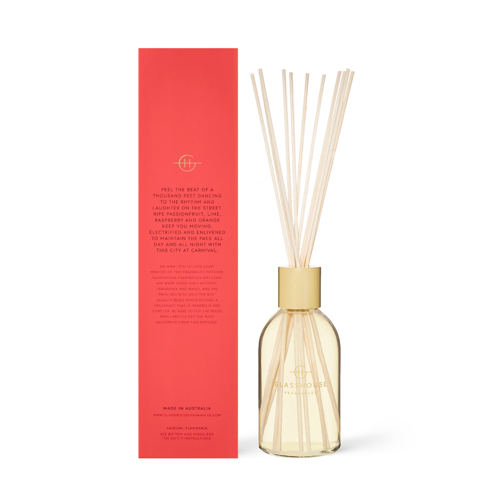 
                  
                    Glasshouse Fragrances One Night in Rio Passionfruit & Lime 250mL Fragrance Diffuser
                  
                