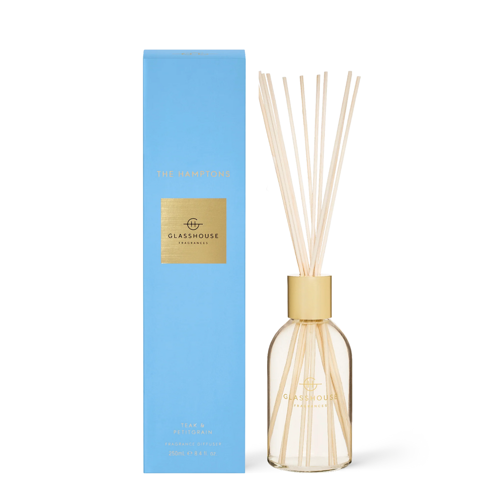 Glasshouse Fragrances The Hamptons Teak & Petitgrain 250mL Fragrance Diffuser