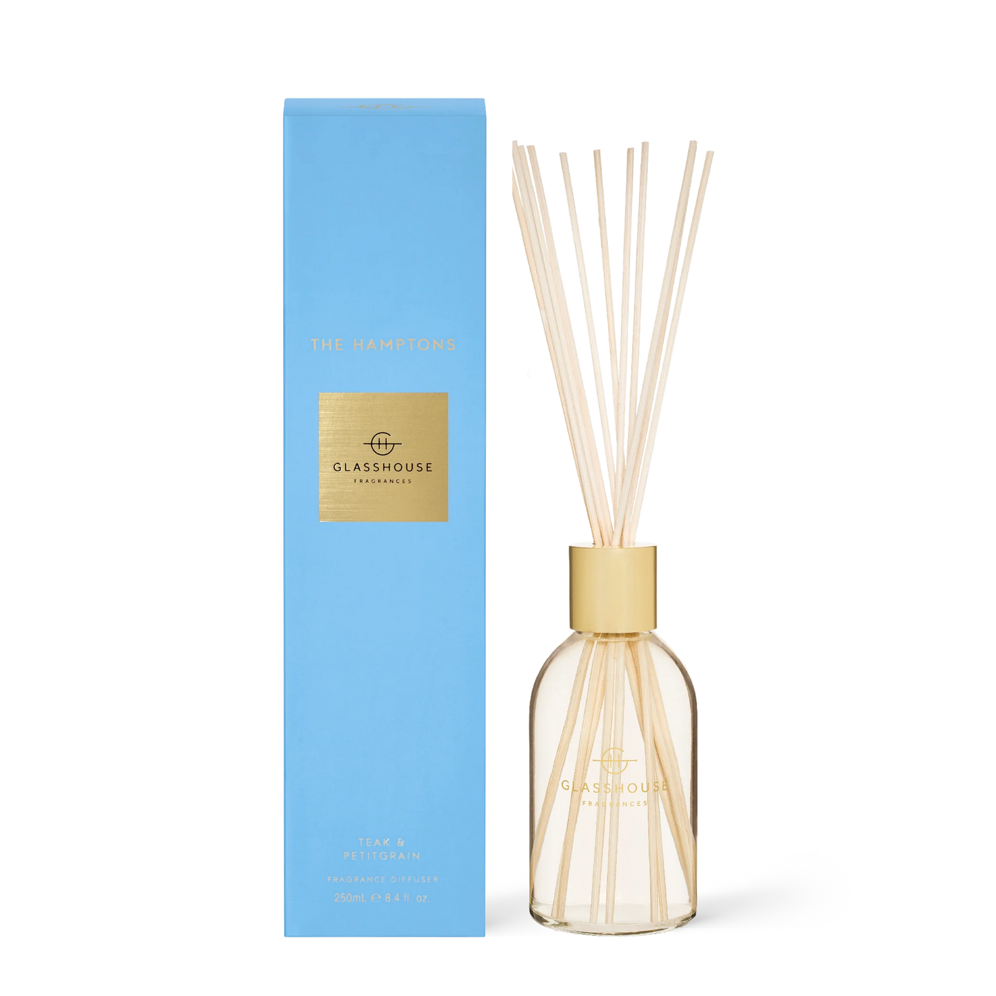 
                  
                    Glasshouse Fragrances The Hamptons Teak & Petitgrain 250mL Fragrance Diffuser
                  
                