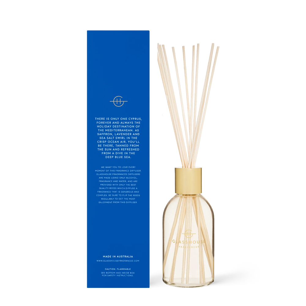 
                  
                    Glasshouse Fragrances Diving into Cyprus Sea Salt & Saffron 250mL Fragrance Diffuser
                  
                