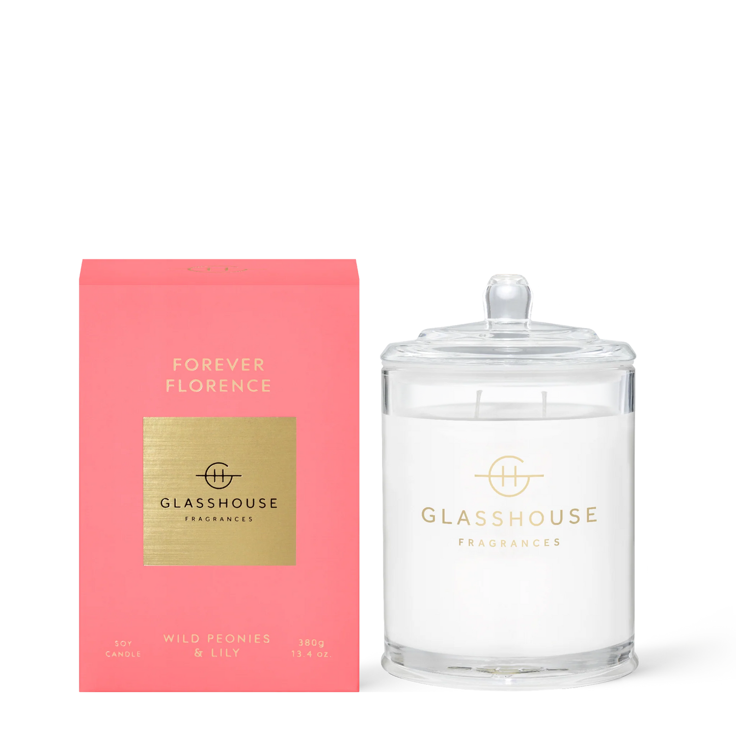 
                  
                    Glasshouse Fragrances Forever Florence Wild Peonies & Lily 380g Triple Scented Soy Candle
                  
                