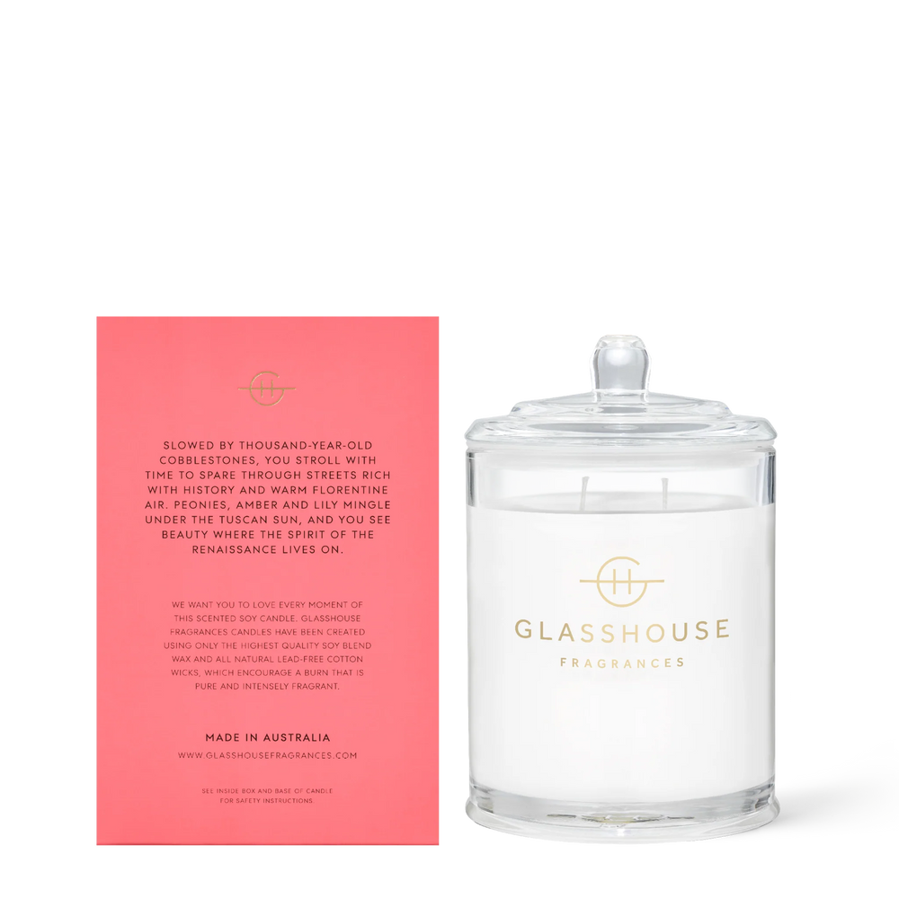 
                  
                    Glasshouse Fragrances Forever Florence Wild Peonies & Lily 380g Triple Scented Soy Candle
                  
                