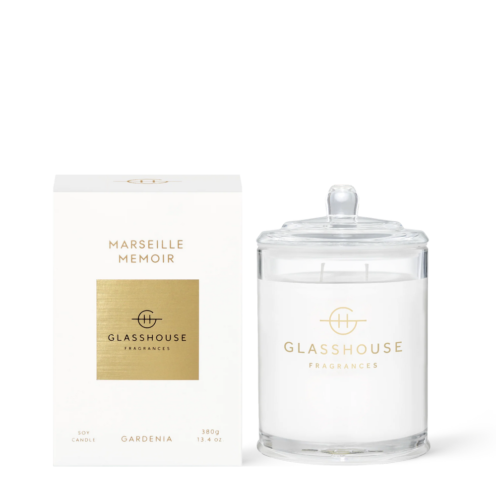 Glasshouse Fragrances Marseille Memoir Gardenia 380g Triple Scented Soy Candle
