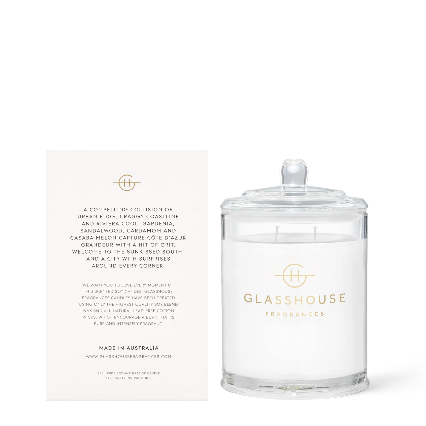 
                  
                    Glasshouse Fragrances Marseille Memoir Gardenia 380g Triple Scented Soy Candle
                  
                