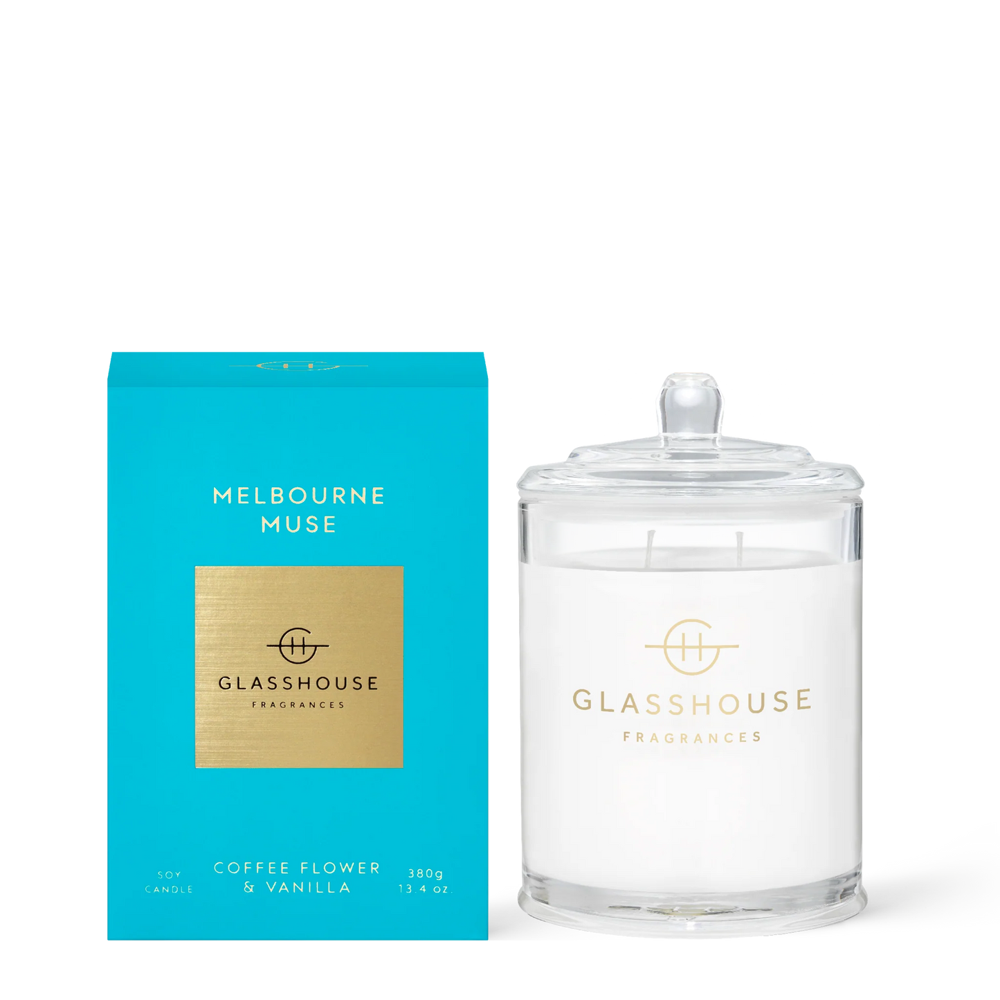
                  
                    Glasshouse Fragrances Melbourne Muse Coffee Flower & Vanilla 380g Triple Scented Soy Candle
                  
                