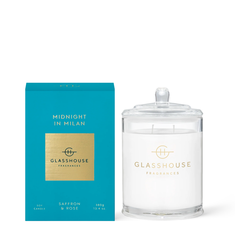 
                  
                    Glasshouse Fragrances Midnight in Milan Saffron & Rose 380g Triple Scented Soy Candle
                  
                