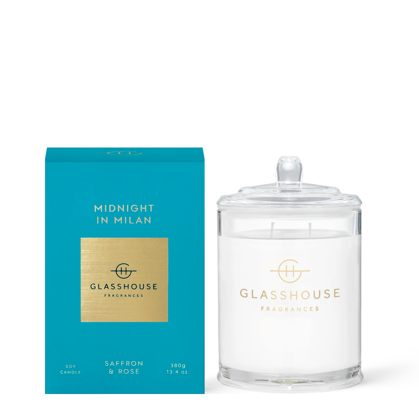 
                  
                    Glasshouse Fragrances Midnight in Milan Saffron & Rose 380g Triple Scented Soy Candle
                  
                