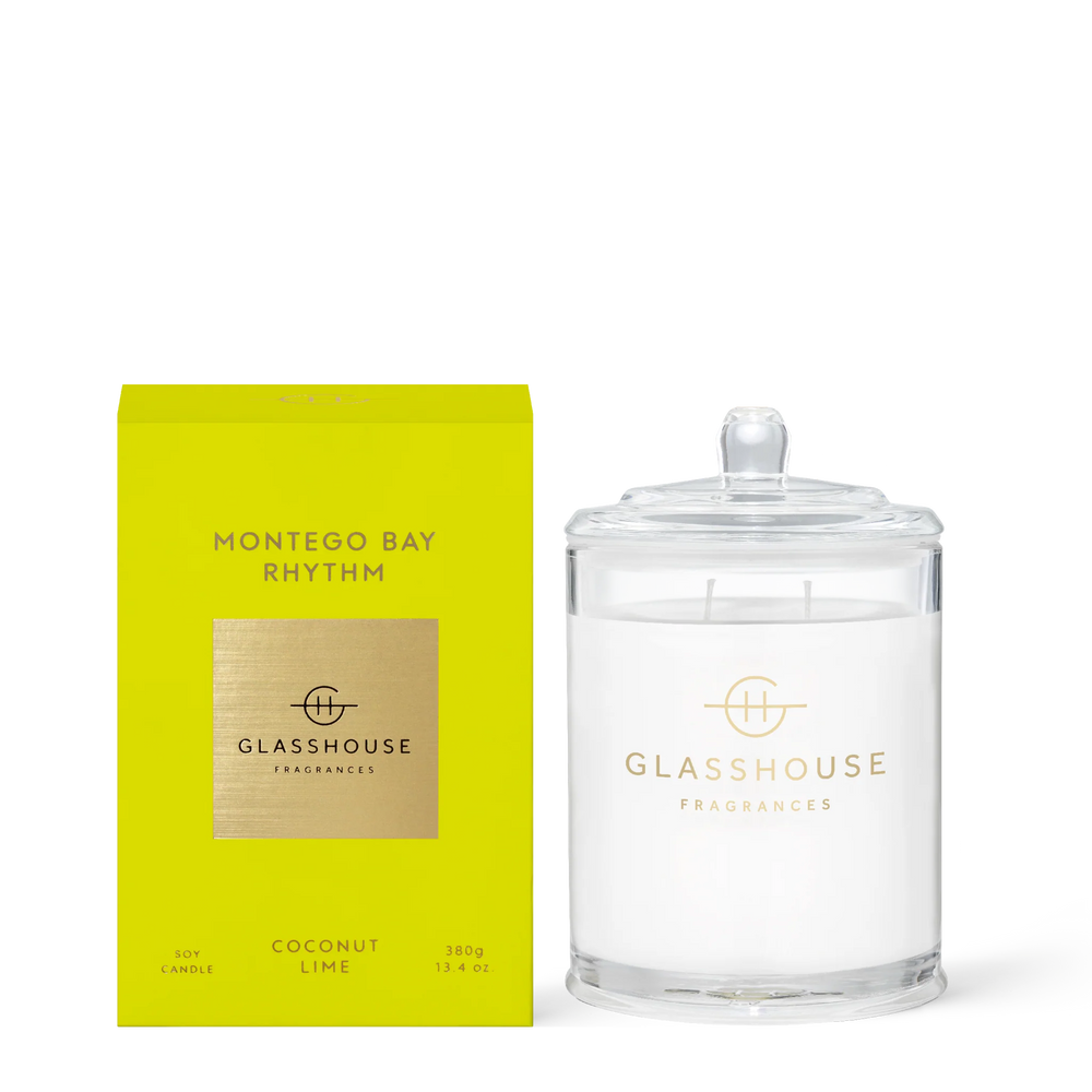 
                  
                    Glasshouse Fragrances Montego Bay Rhythm Coconut Lime 380g Triple Scented Soy Candle
                  
                