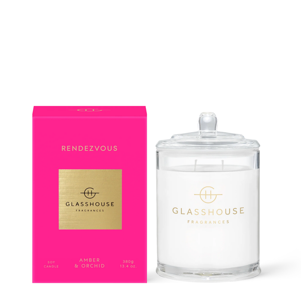 Glasshouse Fragrances Rendezvous Amber & Orchid 380g Triple Scented Soy Candle
