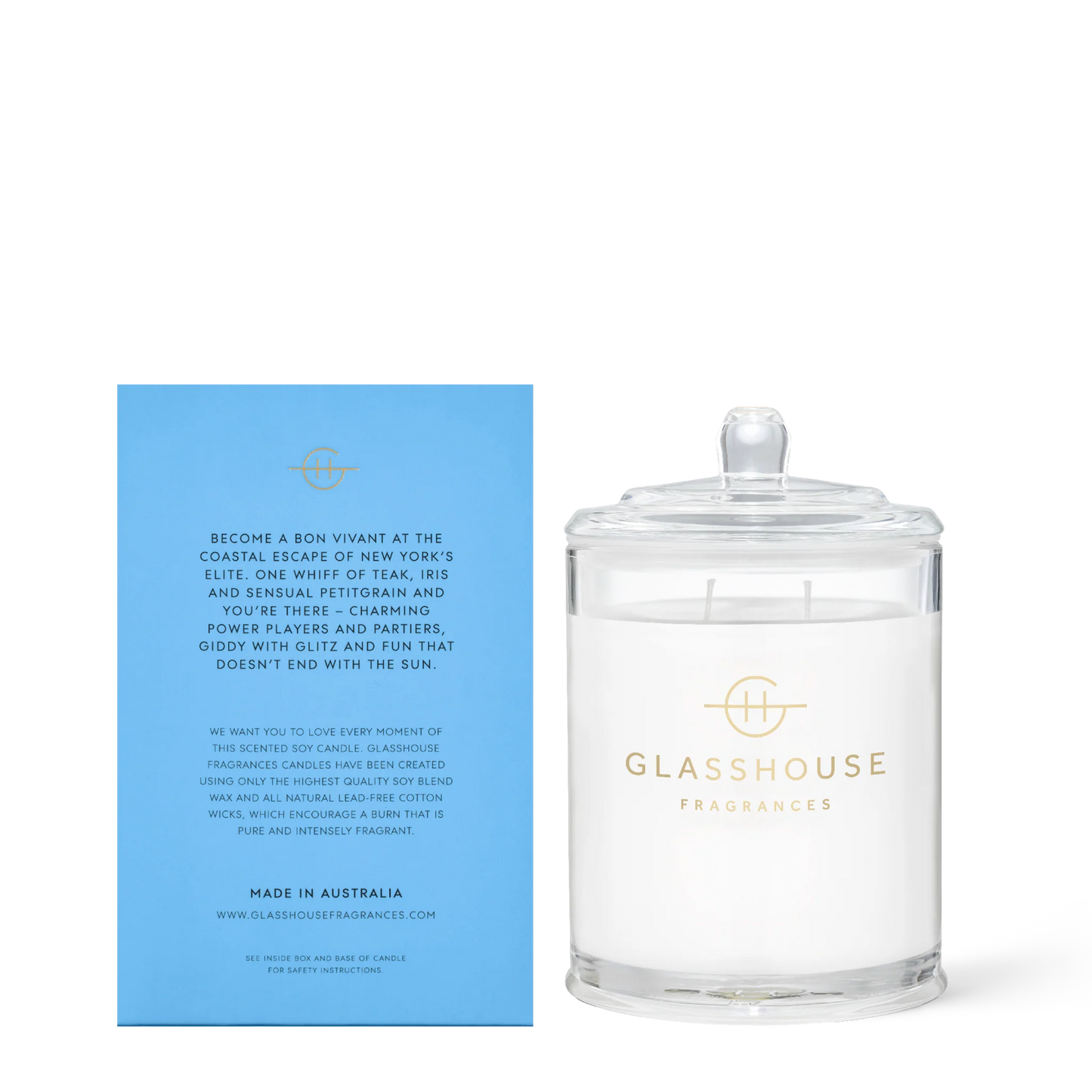 
                  
                    Glasshouse Fragrances The Hamptons Teak & Petitgrain 380g Triple Scented Soy Candle
                  
                