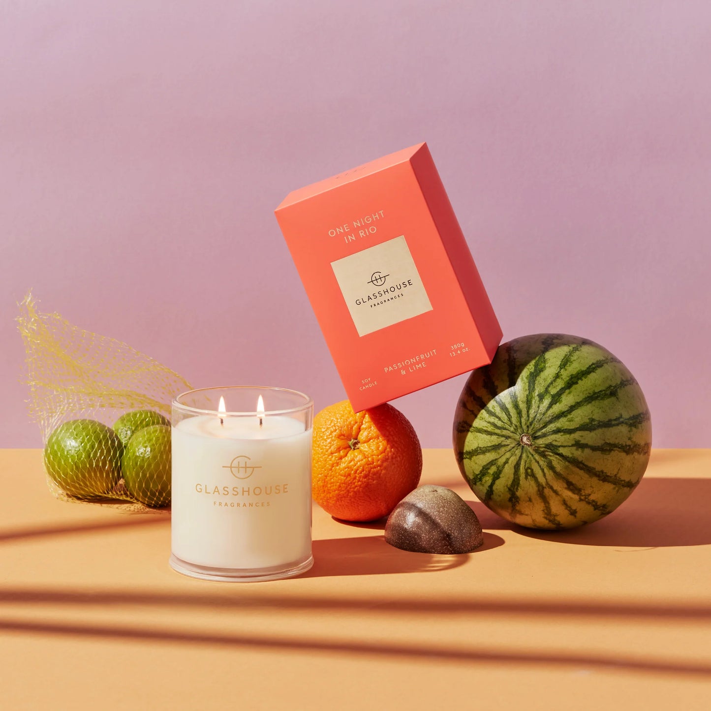 
                  
                    Glasshouse Fragrances One Night in Rio Passionfruit & Lime 380g Triple Scented Soy Candle
                  
                