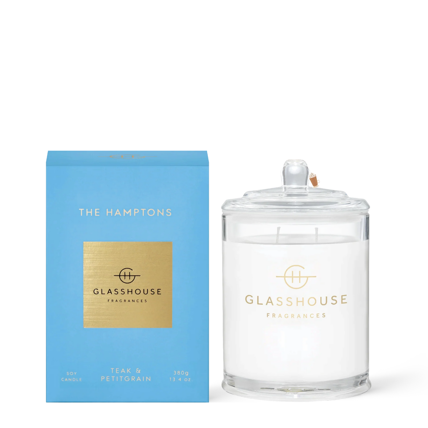 
                  
                    Glasshouse Fragrances The Hamptons Teak & Petitgrain 380g Triple Scented Soy Candle
                  
                