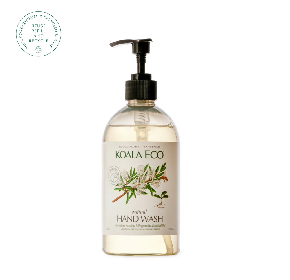 Natural Hand Wash 500ml Rosalina's subtle blend of lavender tea tree, together with the freshness of peppermint: stress-relieving, and anti-inflammatory.