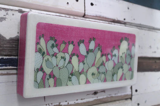 
                  
                    Plants on Pink Prickly Pear Woodblock
                  
                