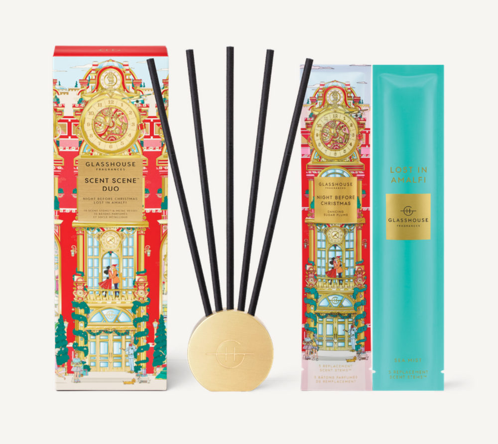 Christmas Scent Scene Duo For those who like their festive fragrances with a side of innovation – set your Scent Scene™ alive with our stylish and incredibly potent Liquidless Diffuser Set.