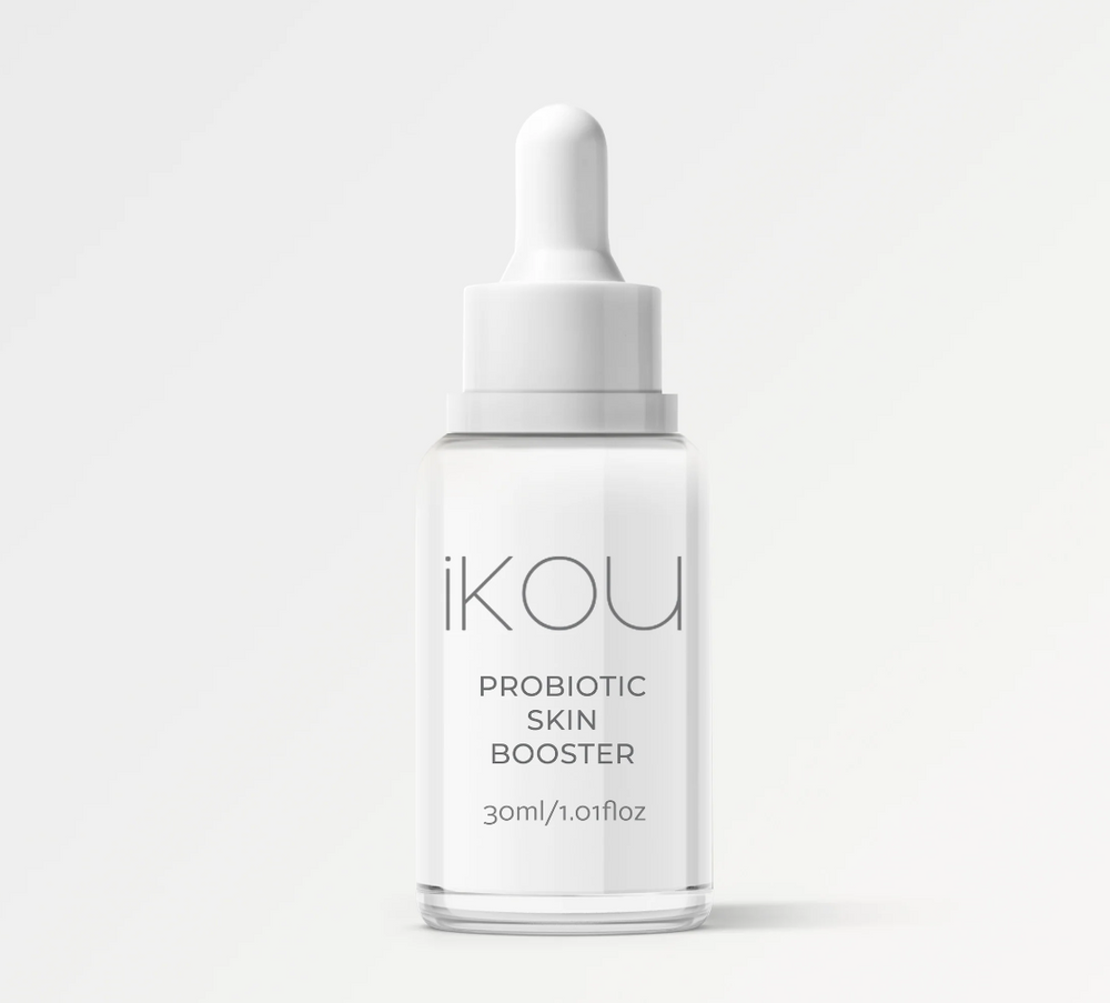 iKOU Probiotic Skin Booster Drops Daily skin probiotic with jojoba phospholipids and coconut to support healthy microbiome. Combined with ceramides to give moisturisation and barrier protection and neroli essential oil to calm.