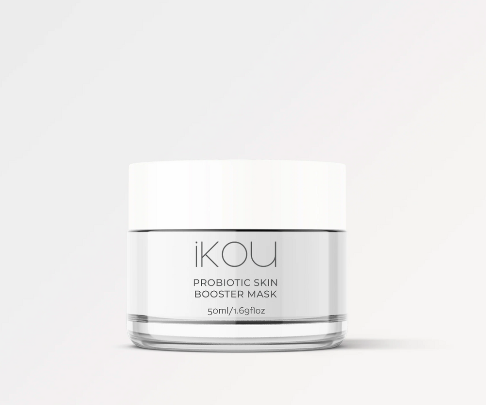 
                  
                    iKOU Probiotic Skin Booster Mask 2-part probiotic & ceramide Super-Booster Mask to boost skin barrier protection, balance microbiome and oxygenate skin. Designed to sleep in overnight 1-2 times per week for maximum benefits to de-stress, soften and smooth. With calming neroli and vegan jojoba milk probiotics for healthy, balanced, glowing skin.
                  
                