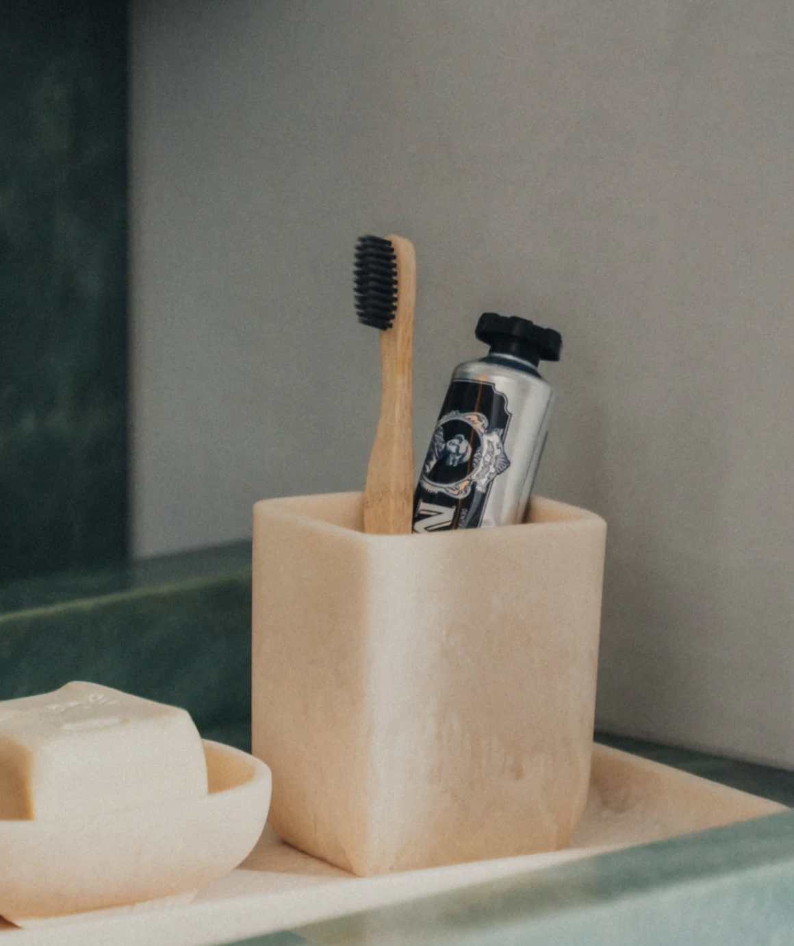 Flow Resin Toothbrush Holder | Marshmallow The Marshmallow Flow Resin Toothbrush Holder is distinctive and organic with its curved lines and marble finish. Each toothbrush holder is handmade and no two patterns are the same.  