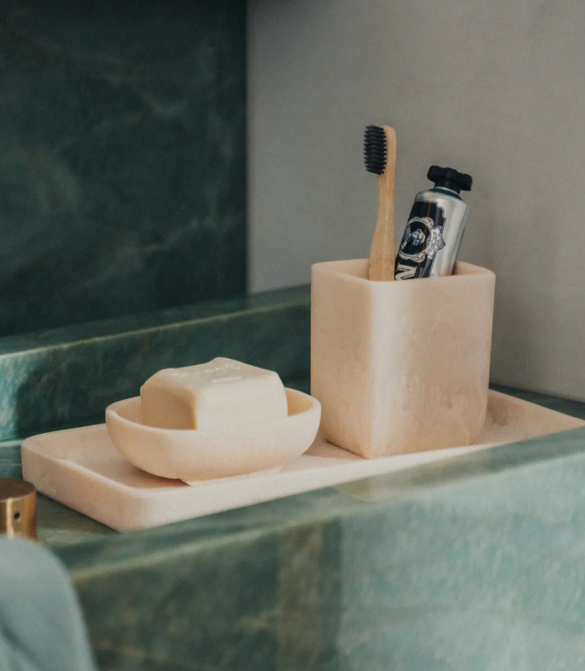 
                  
                    Flow Resin Bathroom Caddy/Tray | Marshmallow The Flow Resin Caddy/Tray in Marshmallow is distinctive and organic with its curved corners and marble finish. Each tray is handmade and no two patterns are the same. 
                  
                