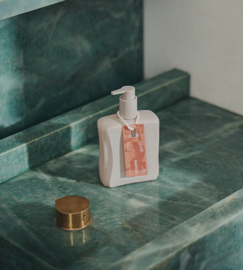 Hand and Body Wash | Anatolia | A gentle, natural liquid olive oil hand and body wash in a Saardé signature refillable glass bottle.  The process and formulation of this soap were developed over many years to be particularly moisturising and nourishing.