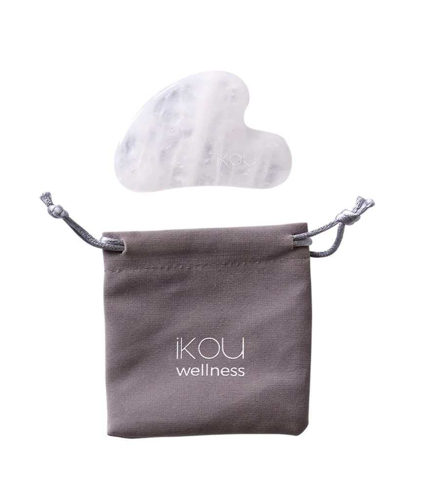 
                  
                    iKOU Crystal Quartz Gua Sha Relax tension from the facial muscles, with this perfectly shaped facial wellness tool to scupt and counter your face. 
                  
                