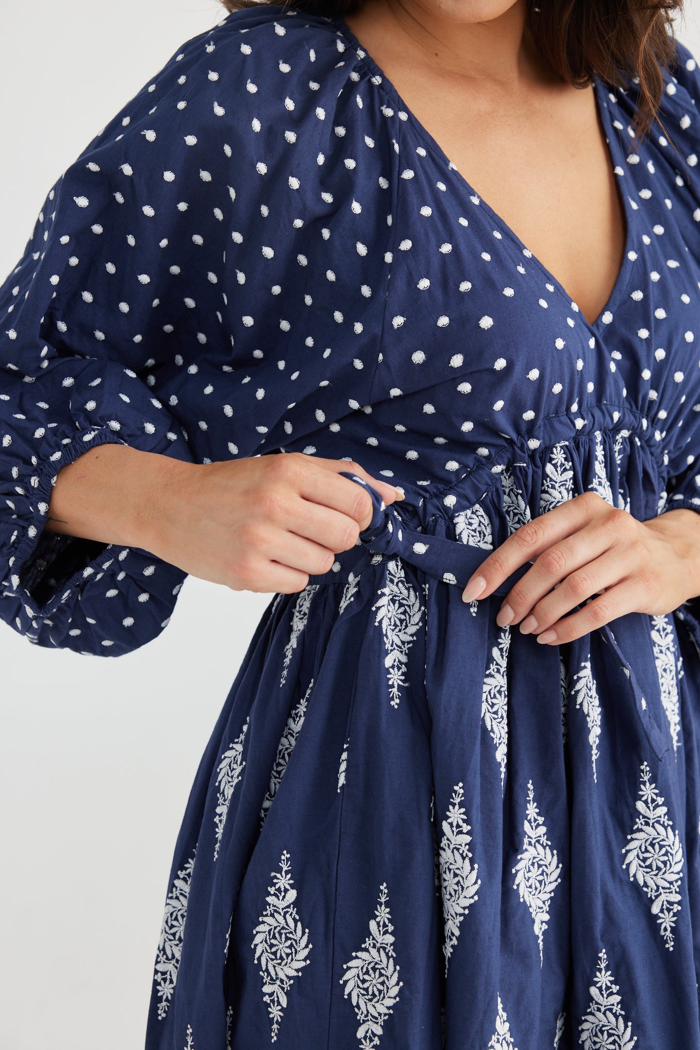 
                  
                    Gaia Dress | Navy Embroidery
                  
                