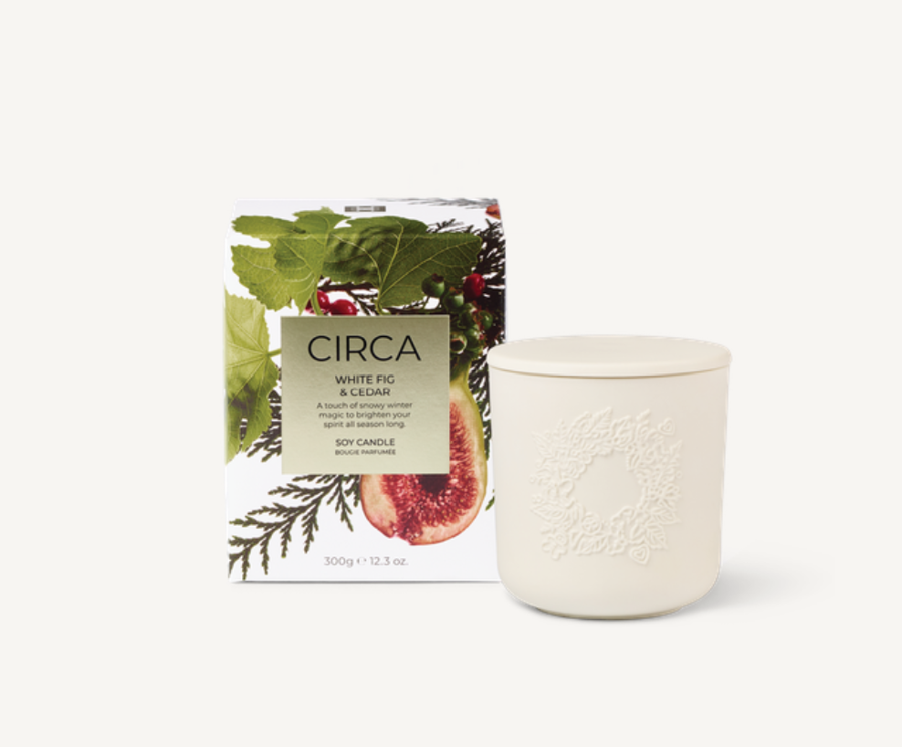 White Fig & Cedar Candle 300g A touch of snowy winter magic to brighten your spirit all season long.