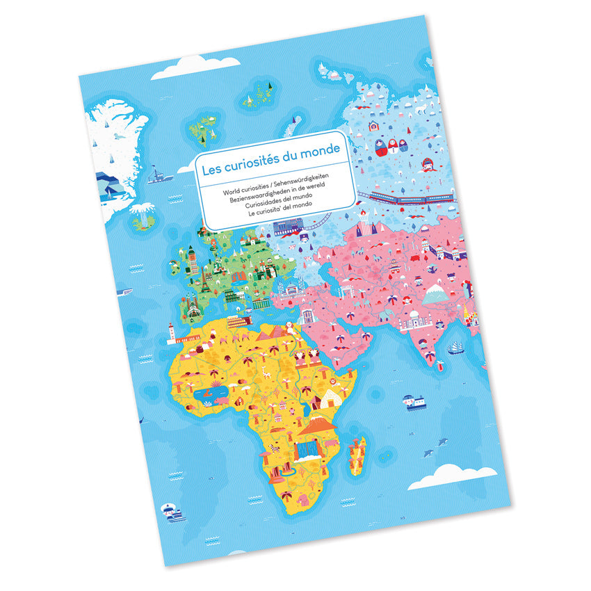 
                  
                    Educational World Puzzle Complete with a poster and instruction booklet for reference on amazing curiousities from around the world, the Educational World Puzzle from Janod is a 350 piece jigsaw that is ideal for ages 7 and up.
                  
                