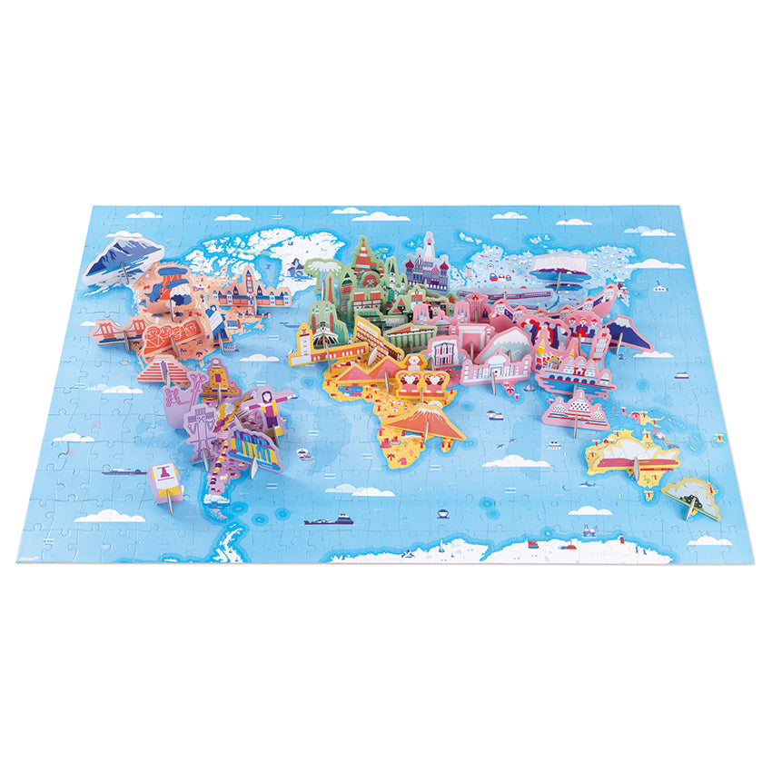 Educational World Puzzle Complete with a poster and instruction booklet for reference on amazing curiousities from around the world, the Educational World Puzzle from Janod is a 350 piece jigsaw that is ideal for ages 7 and up.