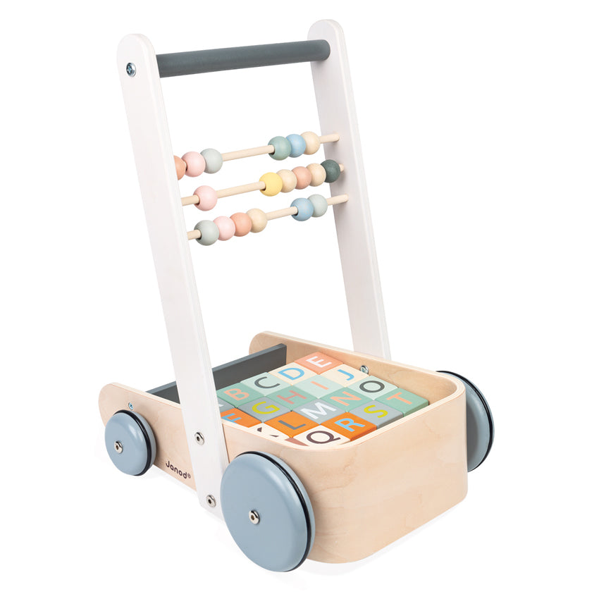 Cocoon Walker The Cocoon Walker with Blocks is a perfect start for a first walker. Constructed with toddlers in mind, the walker has an adjustable and removable brake system to aid those learning to walk as well as more competent walkers.