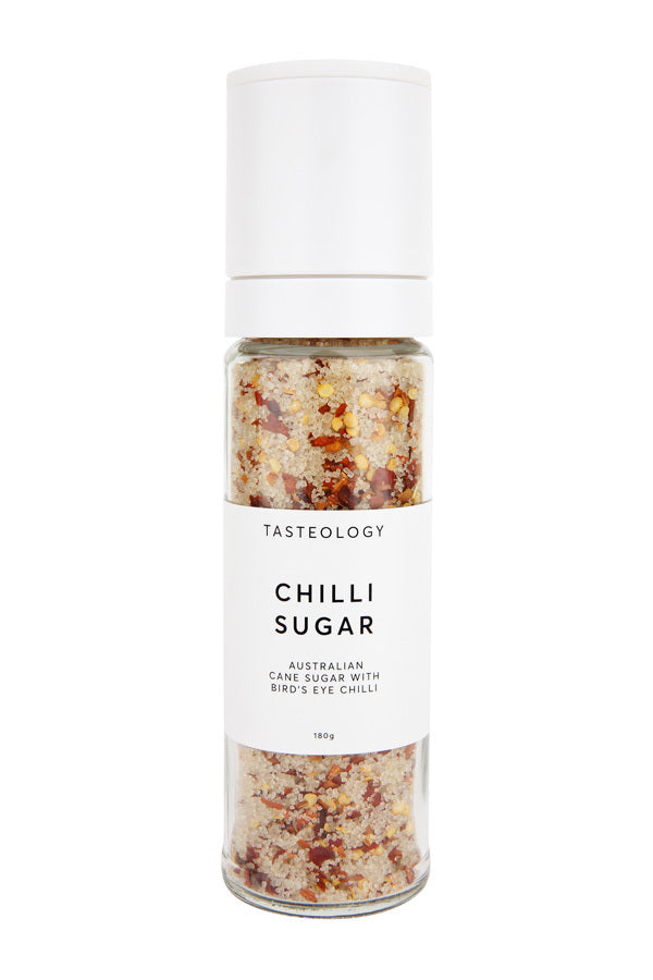 
                  
                    Chilli Sugar Raw Cane Sugar with Bird's Eye Chilli.  Our Australian Cane Sugars are made with a base of sustainable cane sugar, grown and harvested locally in the northern rivers area of NSW where cane growers have been producing sugar for generations. 
                  
                