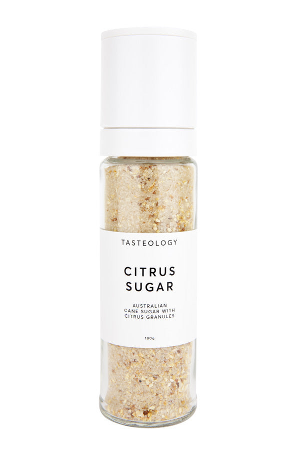 Citrus Sugar Raw Cane Sugar with Citrus granules.  Our Australian Cane Sugars are made with a base of sustainable cane sugar, grown and harvested locally in the northern rivers area of NSW where cane growers have been producing sugar for generations.